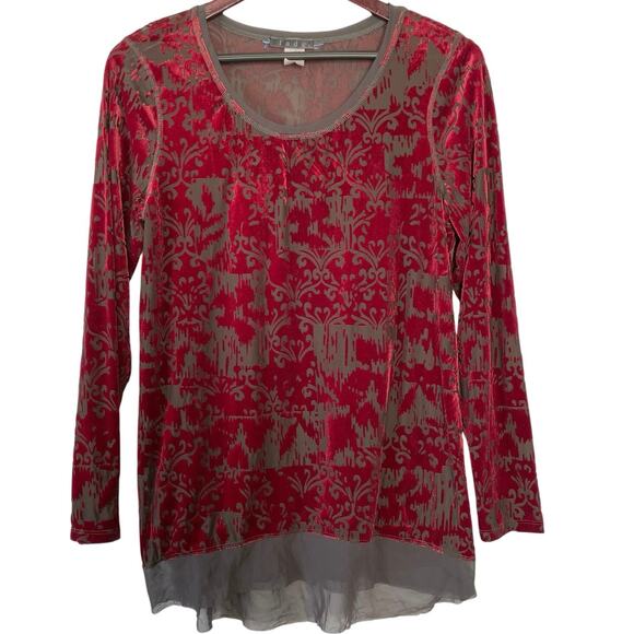 VTG Y2K Velvet Burnout Womens Top Whimsigoth Fairy Witchy 3/4 Sleeves Size Large - Picture 1 of 7